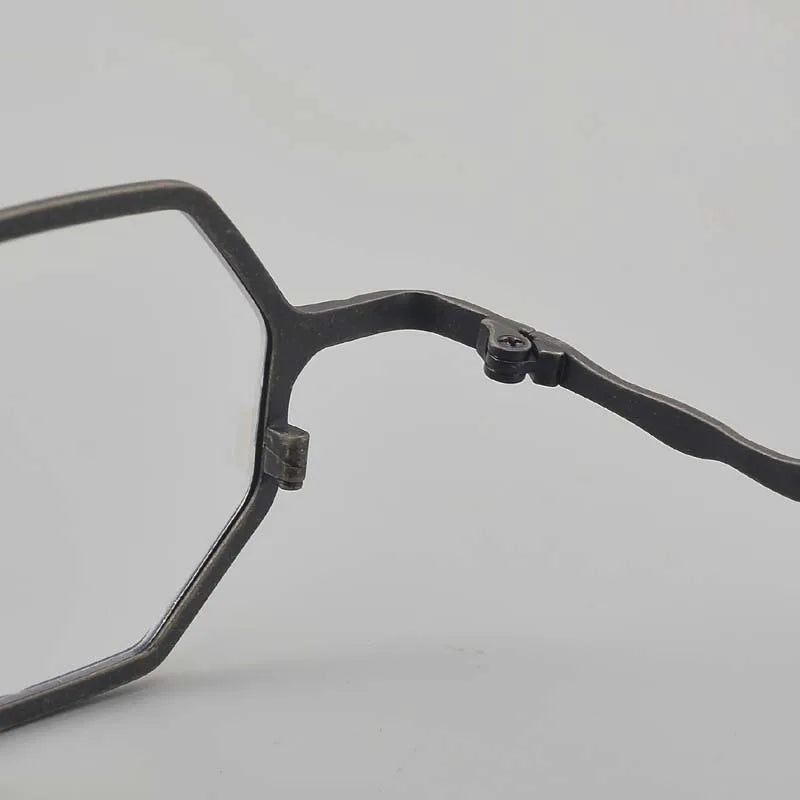 Muzz Unisex Full Rim Small Flat Top Polygon Titanium Eyeglasses 44208 Full Rim Muzz