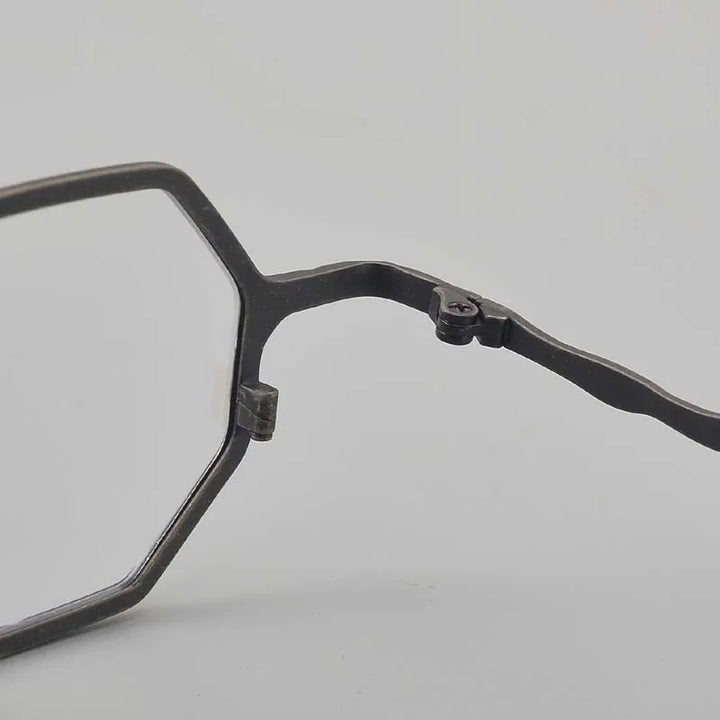 Muzz Unisex Full Rim Small Flat Top Polygon Titanium Eyeglasses 44208 Full Rim Muzz