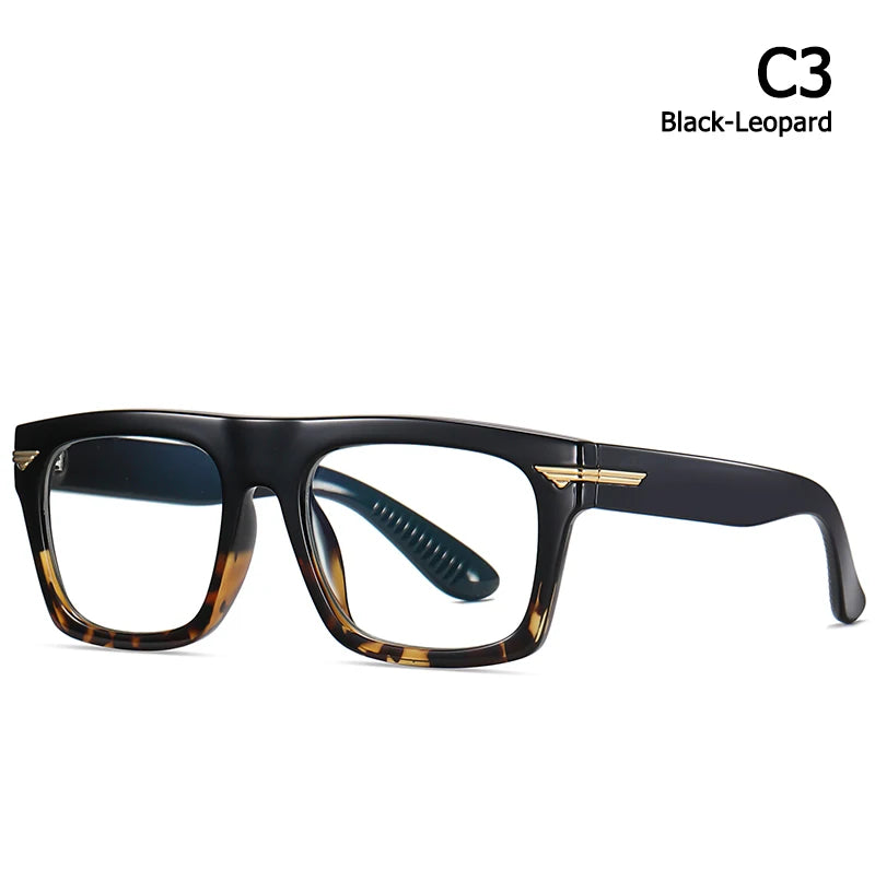 Hdcrafter Unisex Full Rim Square Tr 90 Acetate Eyeglasses 3394 Full Rim Hdcrafter Eyeglasses C3-Black-Leopard