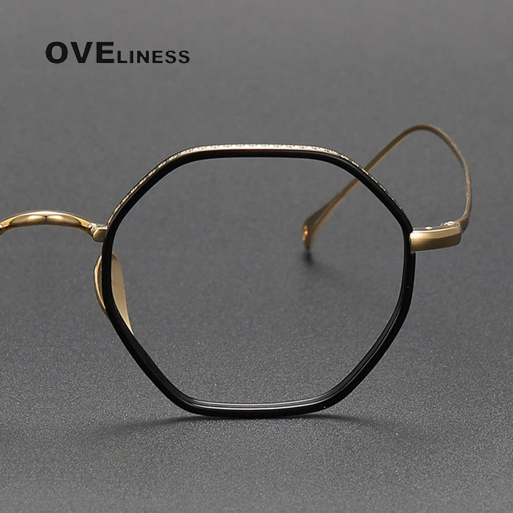 Oveliness Unisex Full Rim Polygon Titanium Acetate Eyeglasses O7311 Full Rim Oveliness