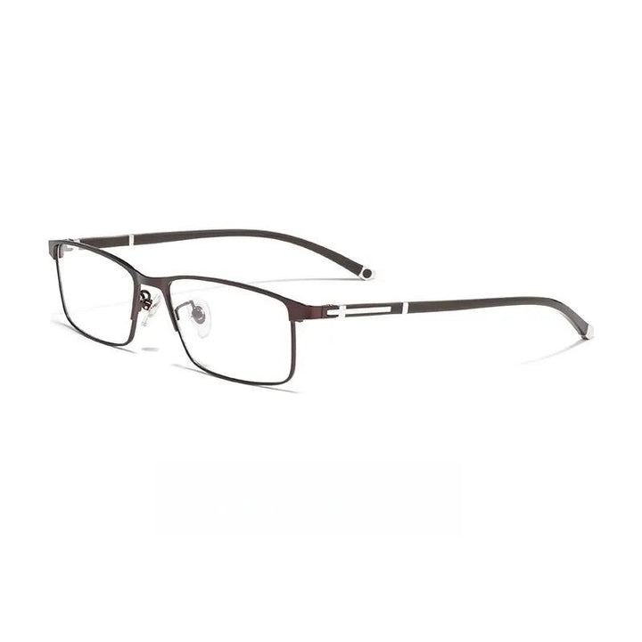 Yimaruili Men's Full Semi Rim Square Alloy Eyeglasses P9211 P9212 Semi Rim Yimaruili Eyeglasses P9212 Coffee