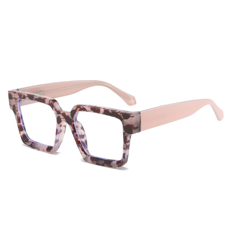 CCspace Unisex Full Rim Square PC Plastic Eyeglasses 56604 Full Rim CCspace C6PinkLeopard