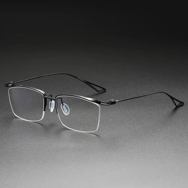 Aimee Unisex Semi Rim Square Brow Line Titanium Eyeglasses 3817 Semi Rim Aimee Black