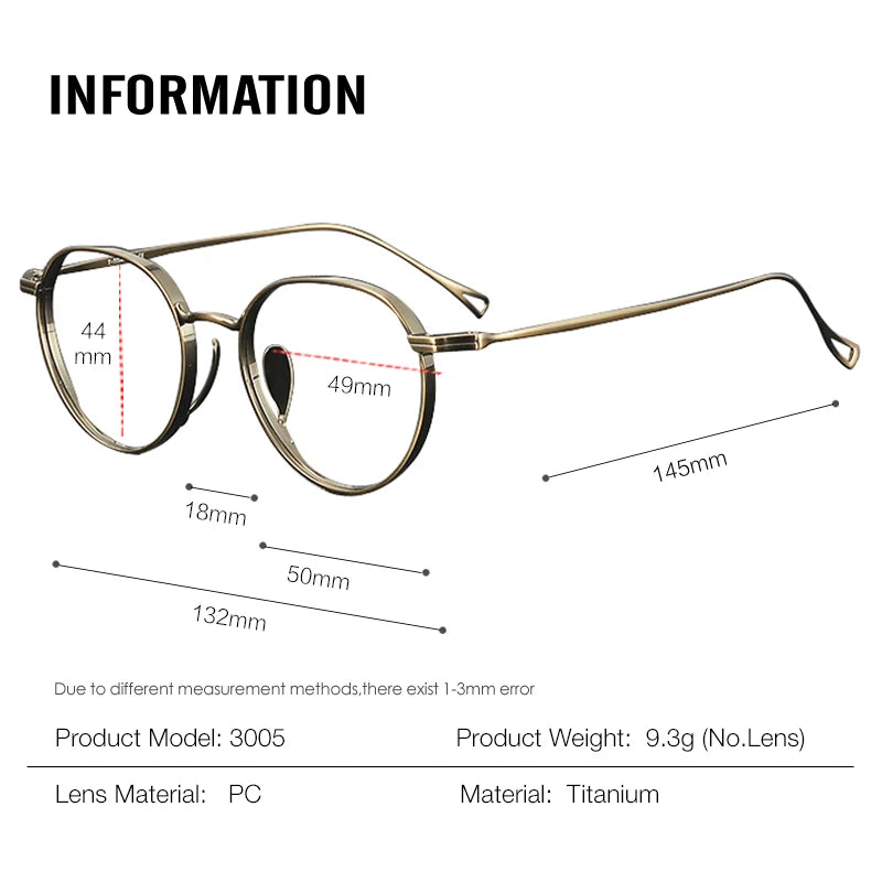 Muzz Women's Full Rim Oval Round Titanium Eyeglasses 573005