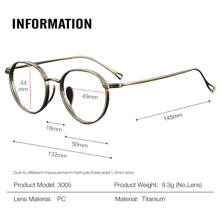 Muzz Women's Full Rim Oval Round Titanium Eyeglasses 573005