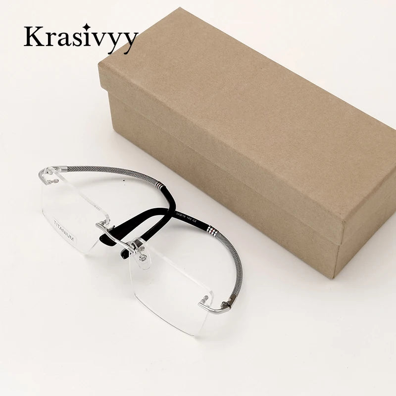 Krasivyy Unisex Rimless Square Titanium Eyeglasses 1657 Rimless Krasivyy