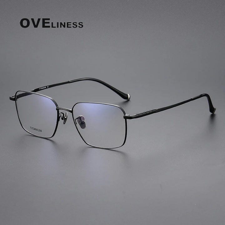 Oveliness Men's Full Rim Square Titanium Eyeglasses 80904 Full Rim Oveliness black