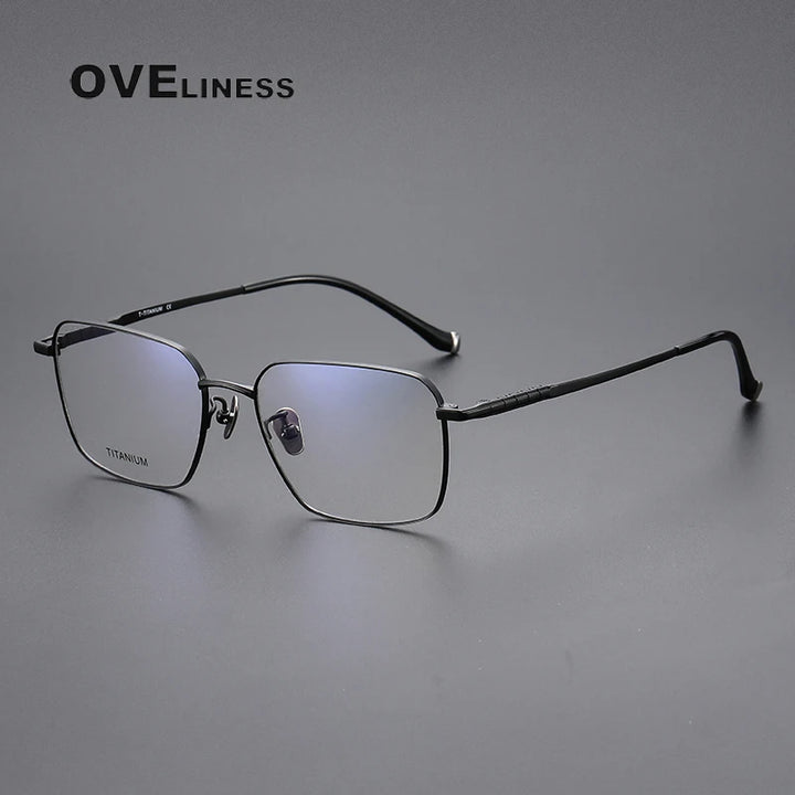 Oveliness Men's Full Rim Square Titanium Eyeglasses 80904 Full Rim Oveliness black  