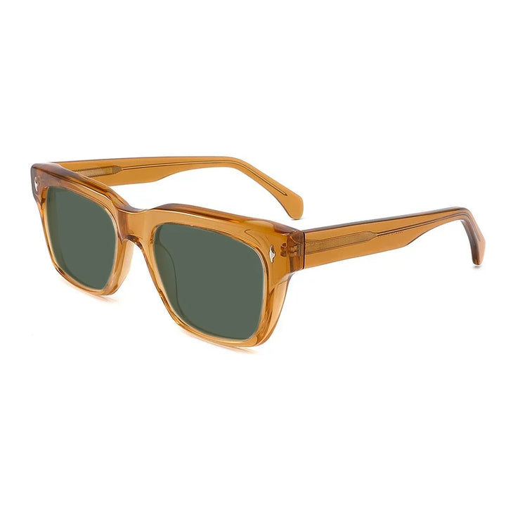 Gatenac Unisex Full Rim Square Polarized Acetate Sunglasses Mo15 Sunglasses Gatenac Orange Green