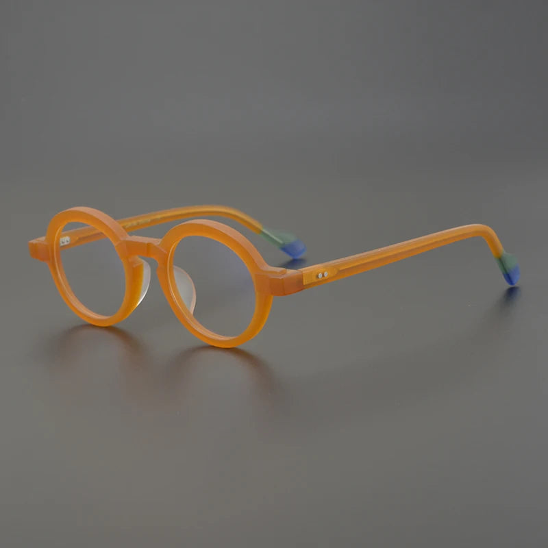 Hewei Unisex Full Rim Round Acetate Eyeglasses 0017 Full Rim Hewei orange