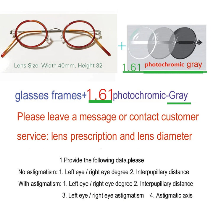 Yujo Unisex Full Rim Oval Steel Acetate Custom Eyeglasses 61432