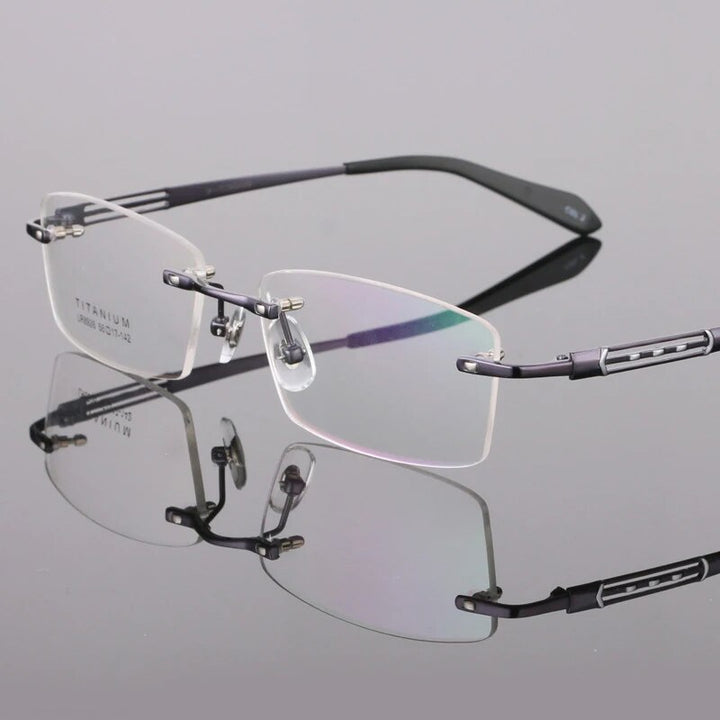 Bclear Men's Rimless Square Titanium Eyeglasses Lb8926 Rimless Bclear Dark Gray  