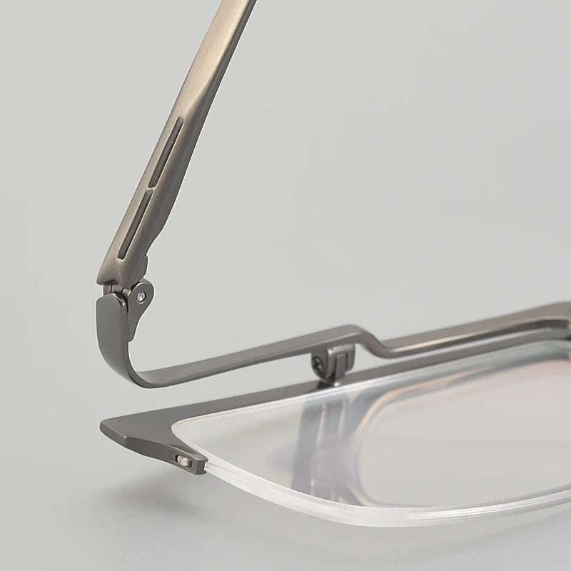 Muzz Men's Semi Rim Square Flip Up Titanium Eyeglasses 6152 Semi Rim Muzz