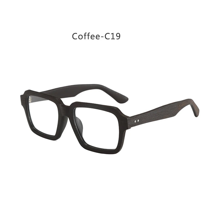 Hdcrafter Men's Full Rim Square Wood Eyeglasses 8184 Full Rim Hdcrafter Eyeglasses Coffee-C19