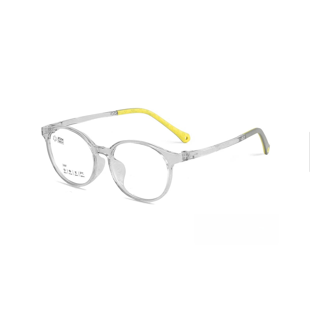 Yimaruil Unisex Children's Full Rim Round Tr 90 Sillicone Eyeglasses 2207 Full Rim Yimaruili Eyeglasses Transparent Gray