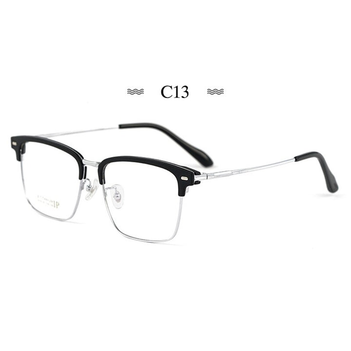 Hotochki Men's Full Rim Square Acetate Titanium Eyeglasses 2319bj Full Rim Hotochki C13  