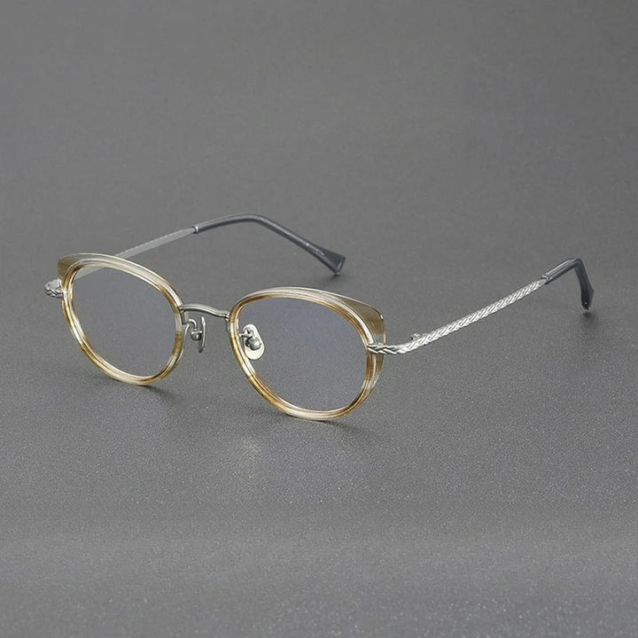Hewei Unisex Full Rim Cat Eye Titanium Acetate Eyeglasses 549001