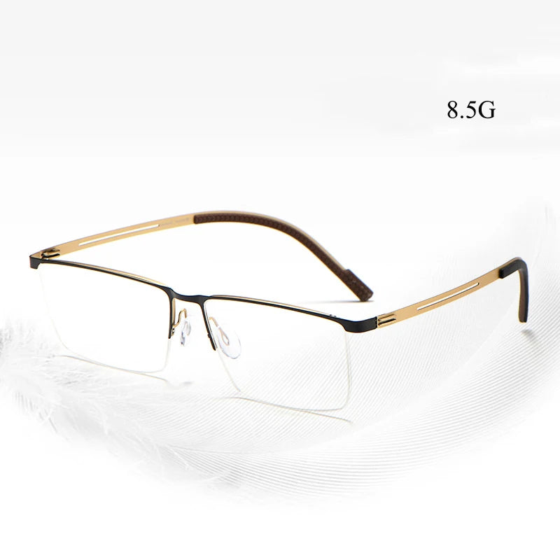 Bclear Men's Semi Rim Square Brow Line Titanium Eyeglasses 0129 Semi Rim Bclear