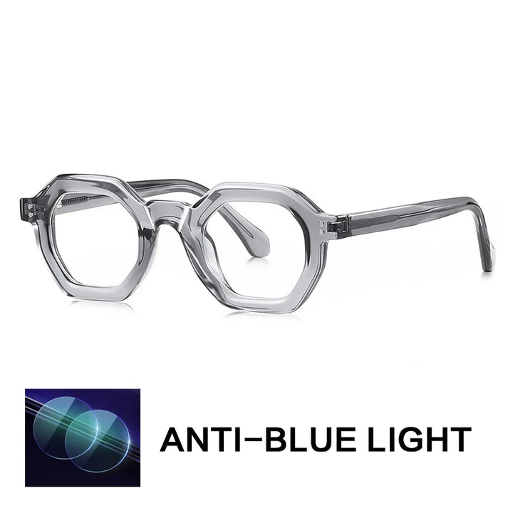 Gatenac Unisex Full Rim Polygon Tr 90 Titanium Reading Glasses Gxy2050