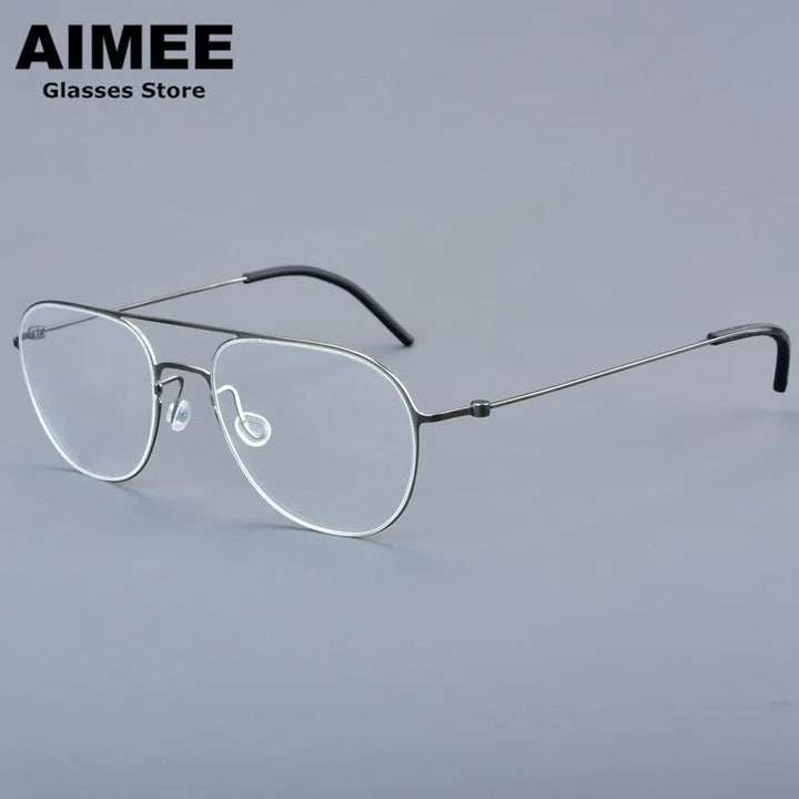 Aimee Unisex Full Rim Oval Double Bridge Titanium Eyeglasses 25527
