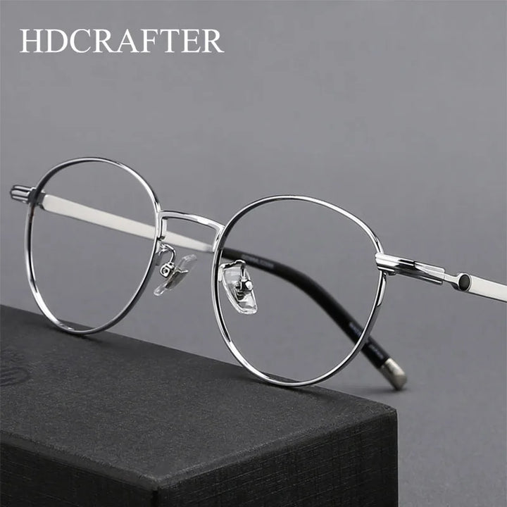 Hdcrafter Unisex Full Rim Round Titanium Eyeglasses 0172O Full Rim Hdcrafter Eyeglasses