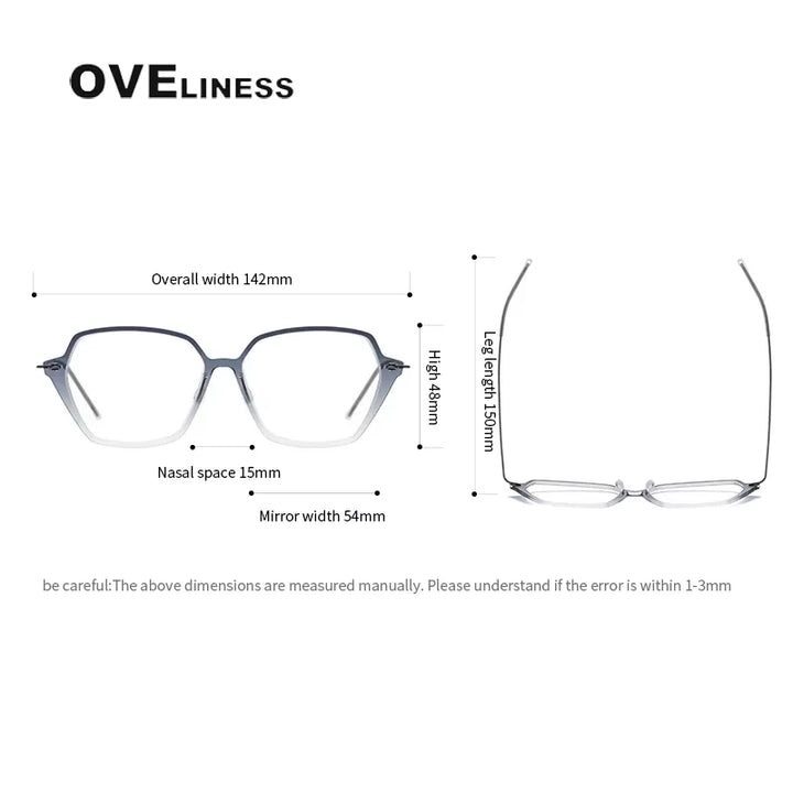 Oveliness Unisex Full Rim Square Acetate Titanium Eyeglasses 6621 Full Rim Oveliness
