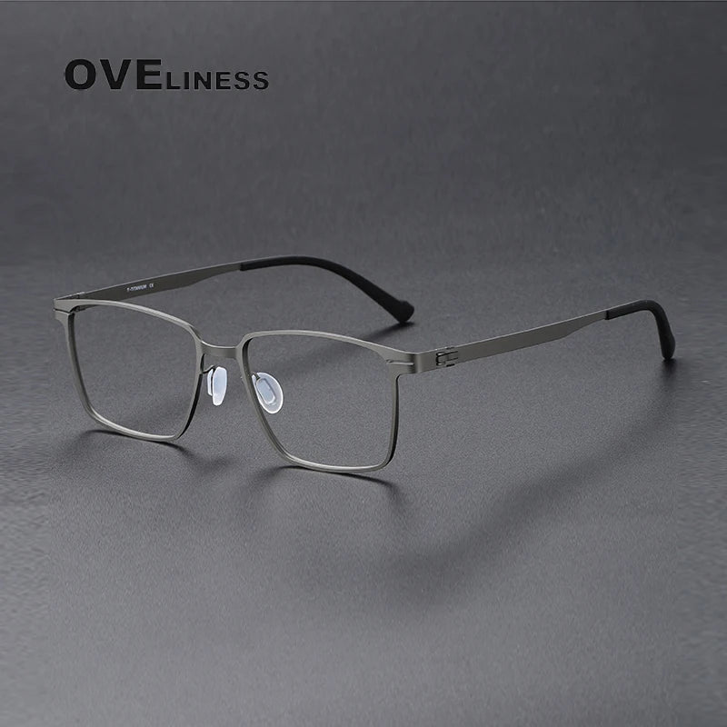 Oveliness Unisex Full Rim Square Screwless Titanium Eyeglasses 80995 Full Rim Oveliness gun  