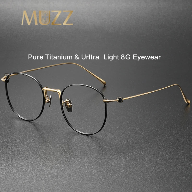 Muzz Mens Dual Color Full Rim Round Titanium Eyeglasses 871 Full Rim Muzz   