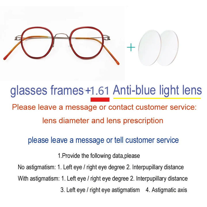 Yujo Unisex Full Rim Polygon Steel Acetate Custom Eyeglasses 614150