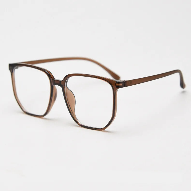 CCspace Unisex Full Rim Polygon Square Tr 90 Titanium Eyeglasses 30833 Full Rim CCSpace Brown