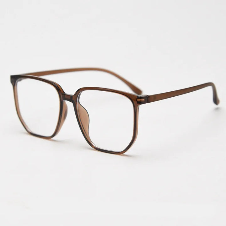 CCspace Unisex Full Rim Polygon Square Tr 90 Titanium Eyeglasses 30833 Full Rim CCSpace Brown