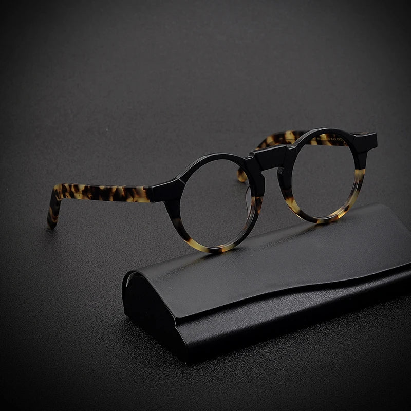 Black Mask Unisex Full Rim Acetate Round Eyeglasses 1465 Full Rim Black Mask