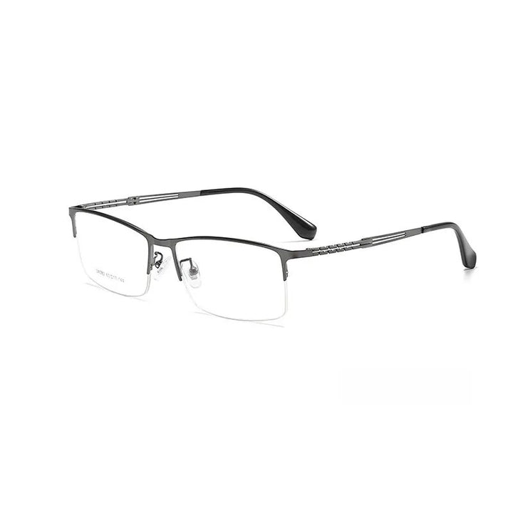 Yimaruili Men's Semi Rim Big Square Alloy Eyeglasses 34082 Semi Rim Yimaruili Eyeglasses Gray
