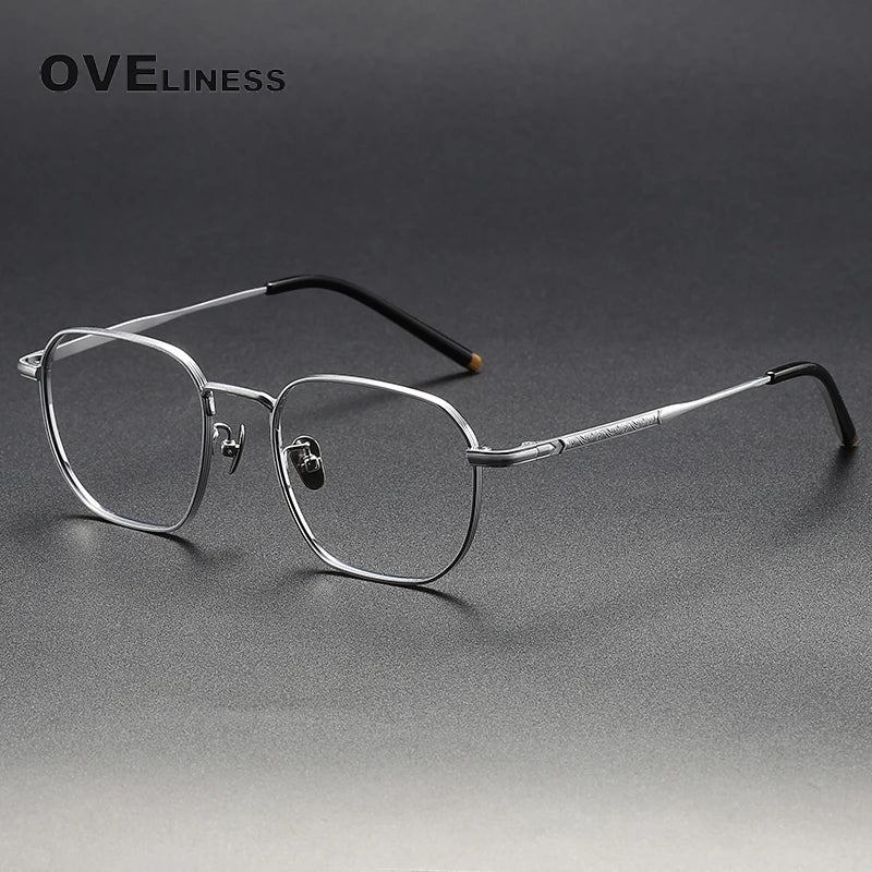Oveliness Unisex Full Rim Square Titanium Eyeglasses 80881 Full Rim Oveliness silver  