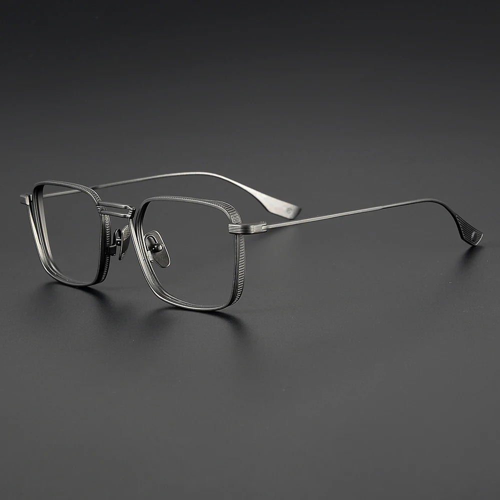Black Mask Unisex Full Rim Square Double Bridge Titanium Eyeglasses 21125