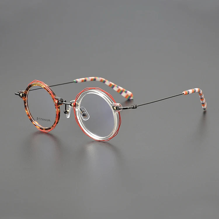 Nobler Unisex Full Rim Round Acetate Titanium Eyeglasses G503 Full Rim Nobler C1