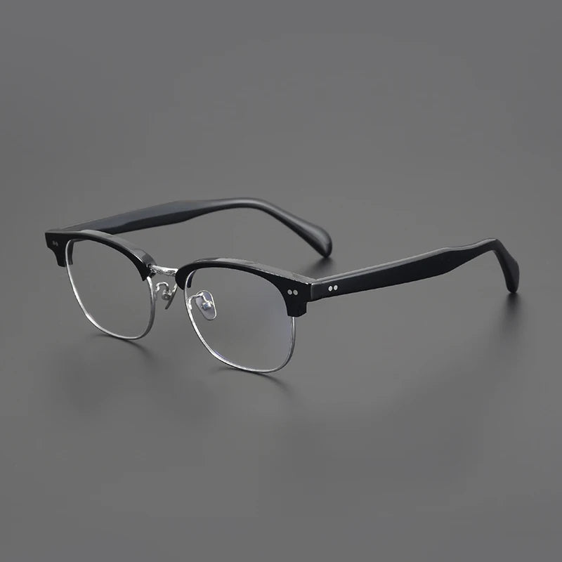 Black Mask Unisex Full Rim Big Square Titanium Acetate Eyeglasses 91109