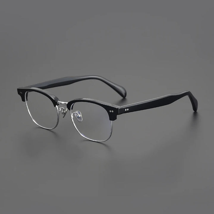 Black Mask Unisex Full Rim Big Square Titanium Acetate Eyeglasses 91109