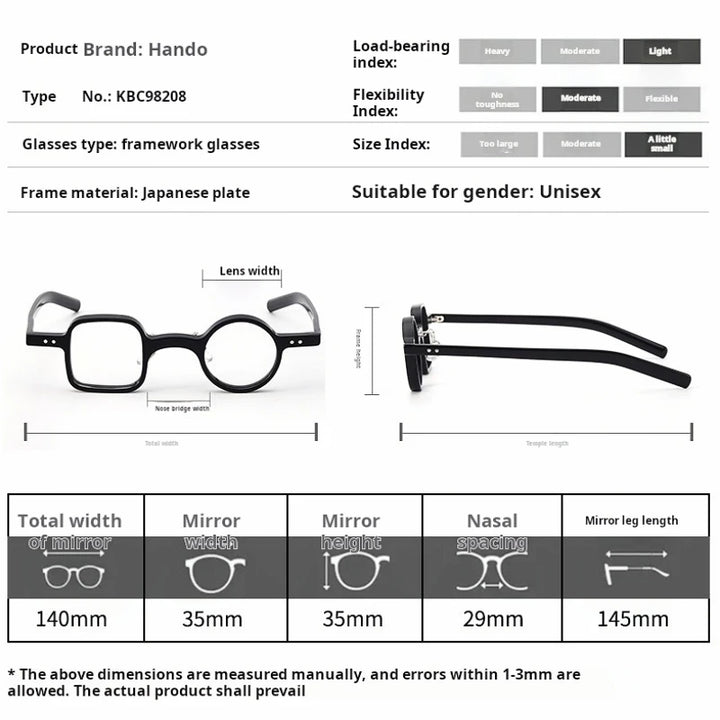 Yimaruili Unisex Full Rim Square Round Acetate Eyeglasses 98208