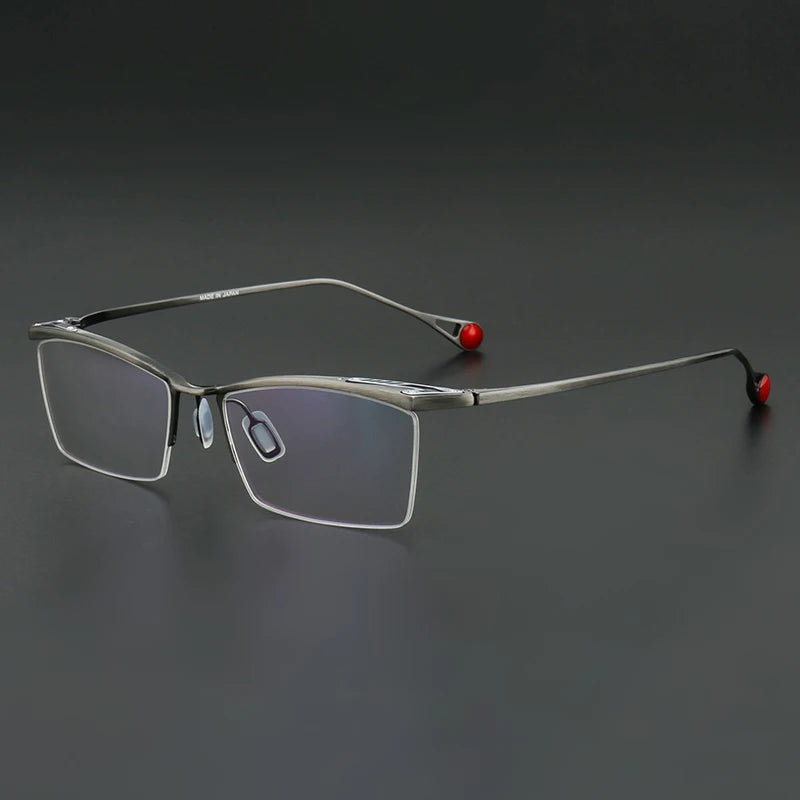 Muzz Unisex Semi Rim Square Brow Line Titanium Eyeglass 817113