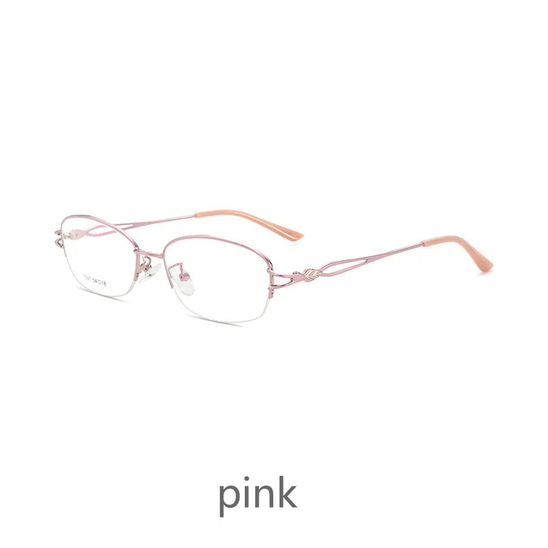 KatKani Womens Semi Rim Square Alloy Eyeglasses 1597 Semi Rim KatKani Eyeglasses Pink  