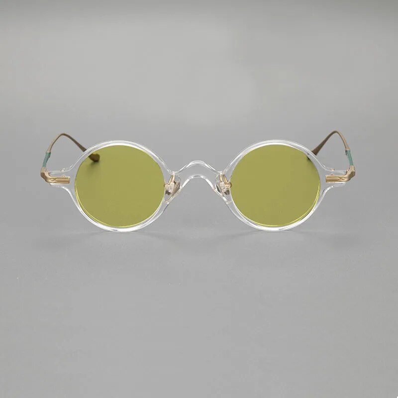 Yujo Unisex Full Rim Round Titanium Acetate Polarized Sunglasses 4128B Full Rim Yujo