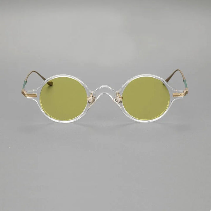 Yujo Unisex Full Rim Round Titanium Acetate Polarized Sunglasses 4128B Full Rim Yujo