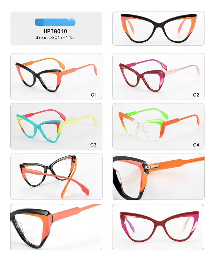 Nobler Unisex Full Rim Irregular Cat Eye Acetate Eyeglasses P010 Full Rim Nobler