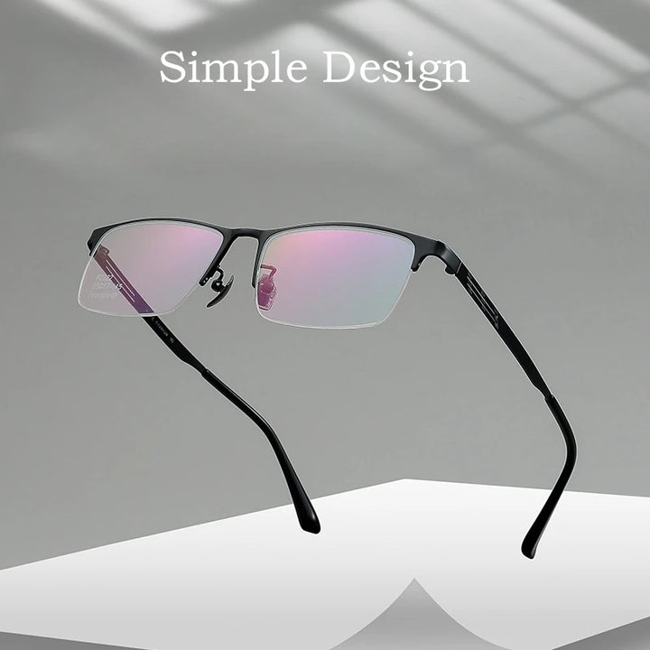 Yimaruili Men's Semi Rim Square Titanium Eyeglasses Y2322 Semi Rim Yimaruili Eyeglasses
