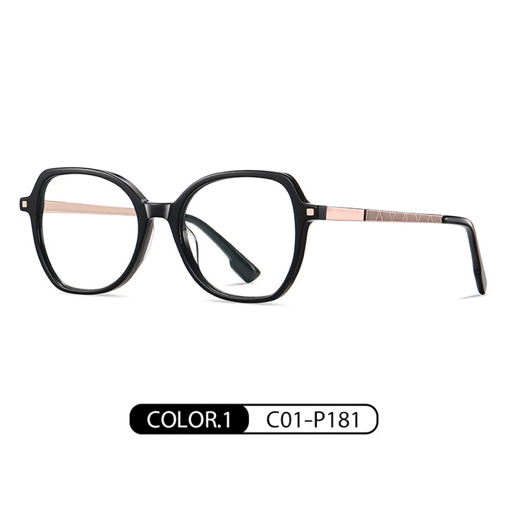 Gmei Women's Full Rim Square Acetate Alloy Eyeglasses 9225 Full Rim Gmei Optical C01-P181