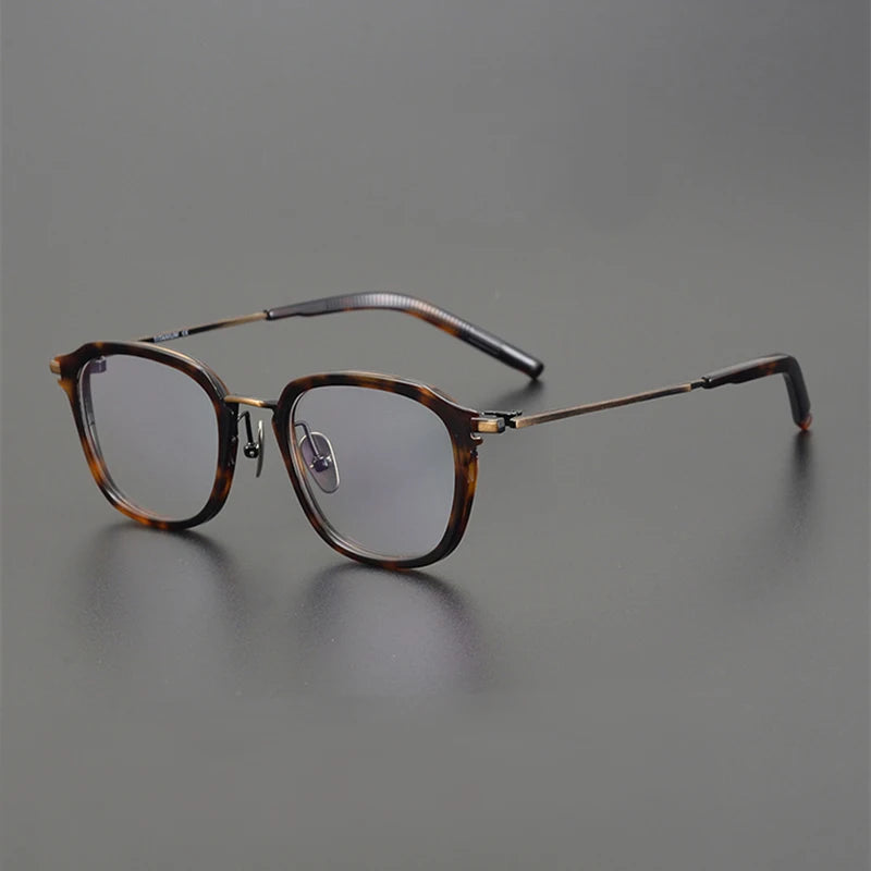 Black Mask Women's Full Rim Square Acetate Titanium Eyeglasses M110 Full Rim Black Mask