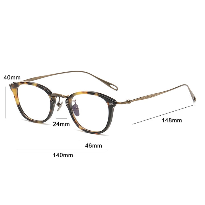 Gatenac Unisex Full Rim Square Titanium Acetate Eyeglasses Gxyj1091 Full Rim Gatenac