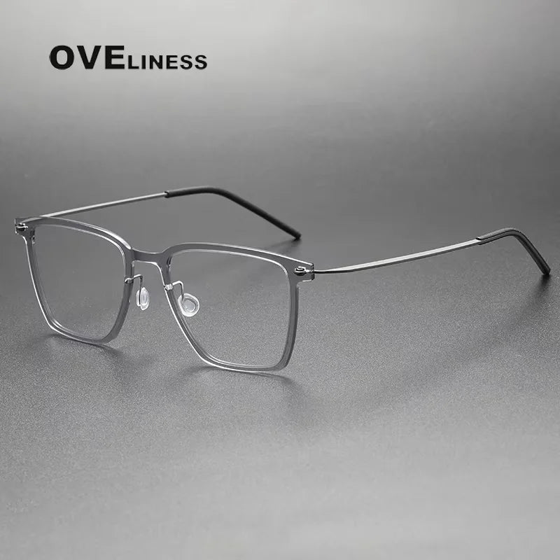 Oveliness Women's Full Rim Square Acetate Titanium Eyeglasses 16554