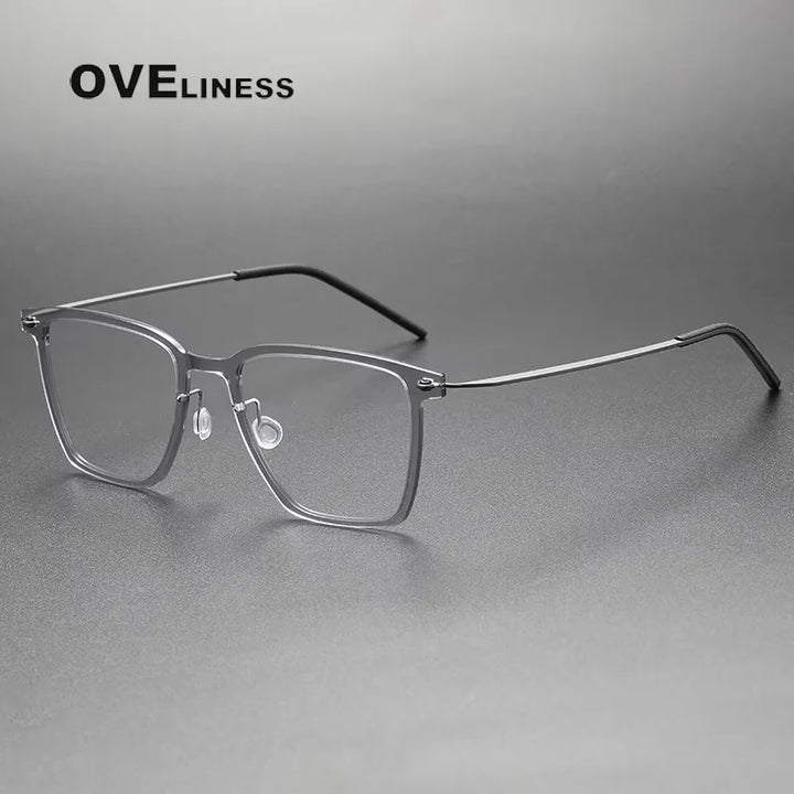 Oveliness Women's Full Rim Square Acetate Titanium Eyeglasses 16554